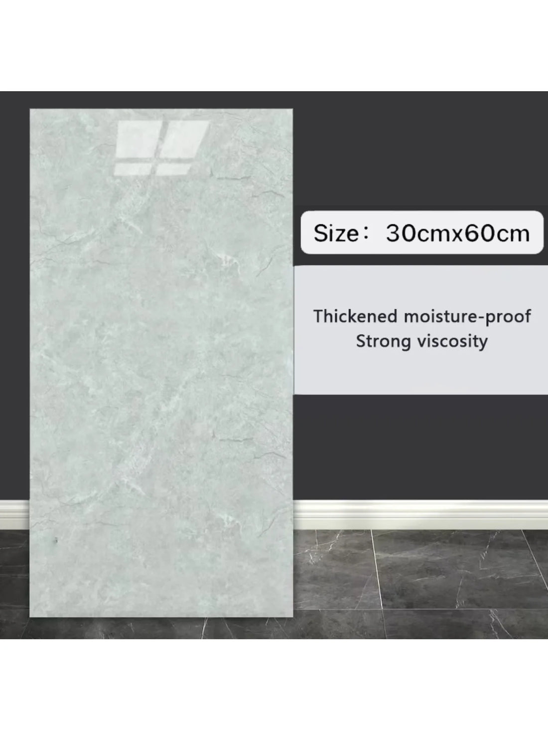 10Pcs Self-adhesive Marble Tiles Sticker Waterproof 30cmx60cm Tiles