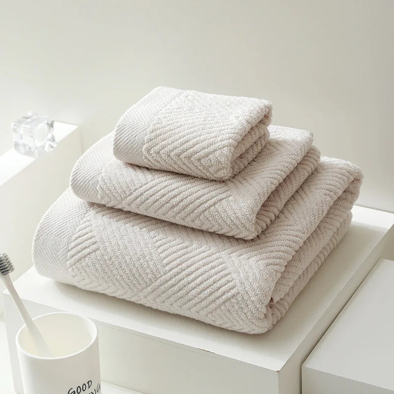 3Pcs/Pack Long-Staple Cotton Bath Towel Face Towel Set