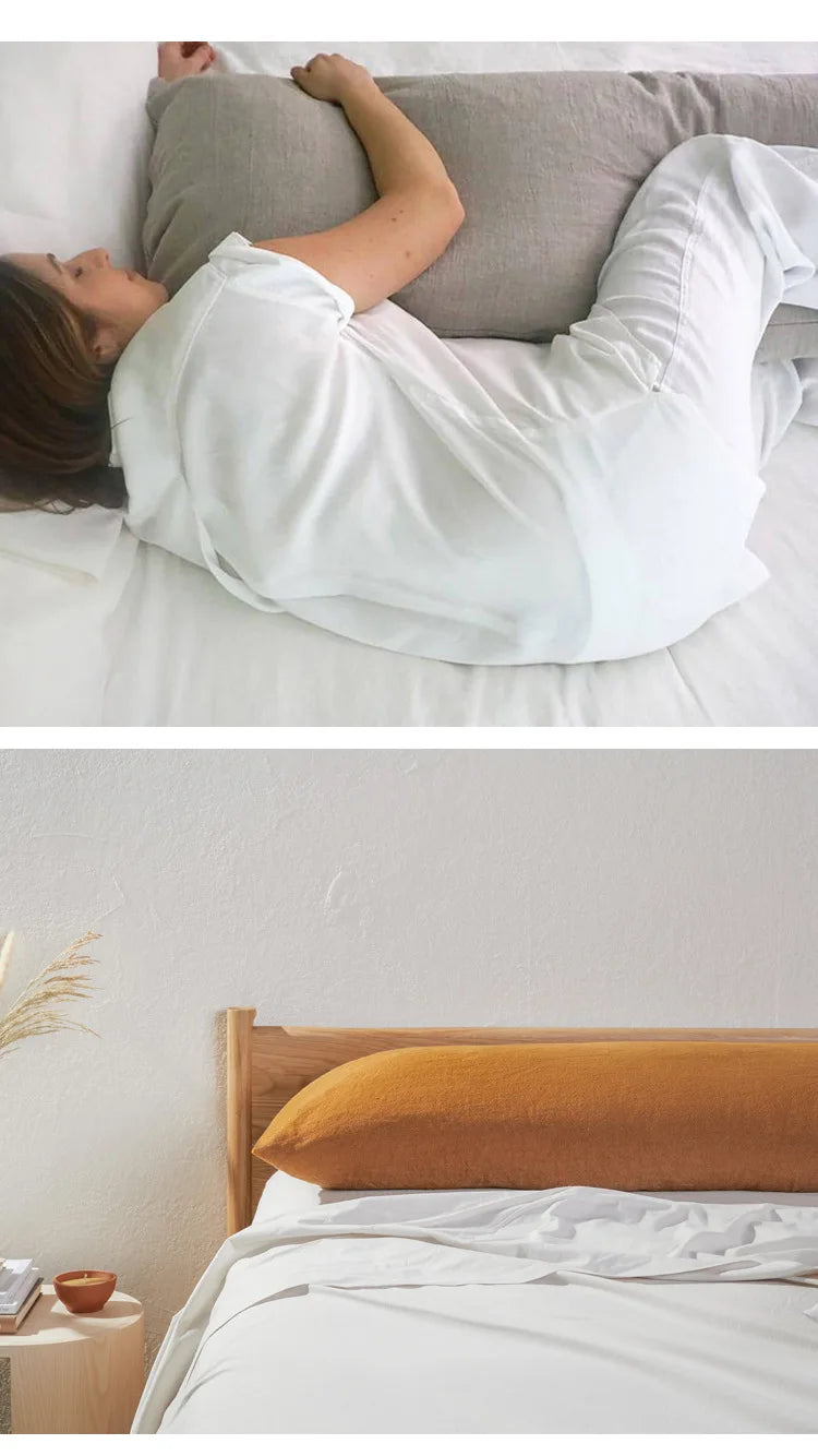 Double Long Pillowcase 100% Pure Linen Pillow Case Euro Sham for Bed