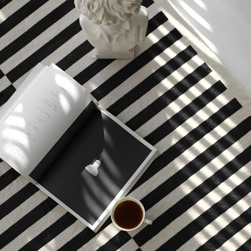 French Retro Rugs for Bedroom Checkerboard Living Room Decoration