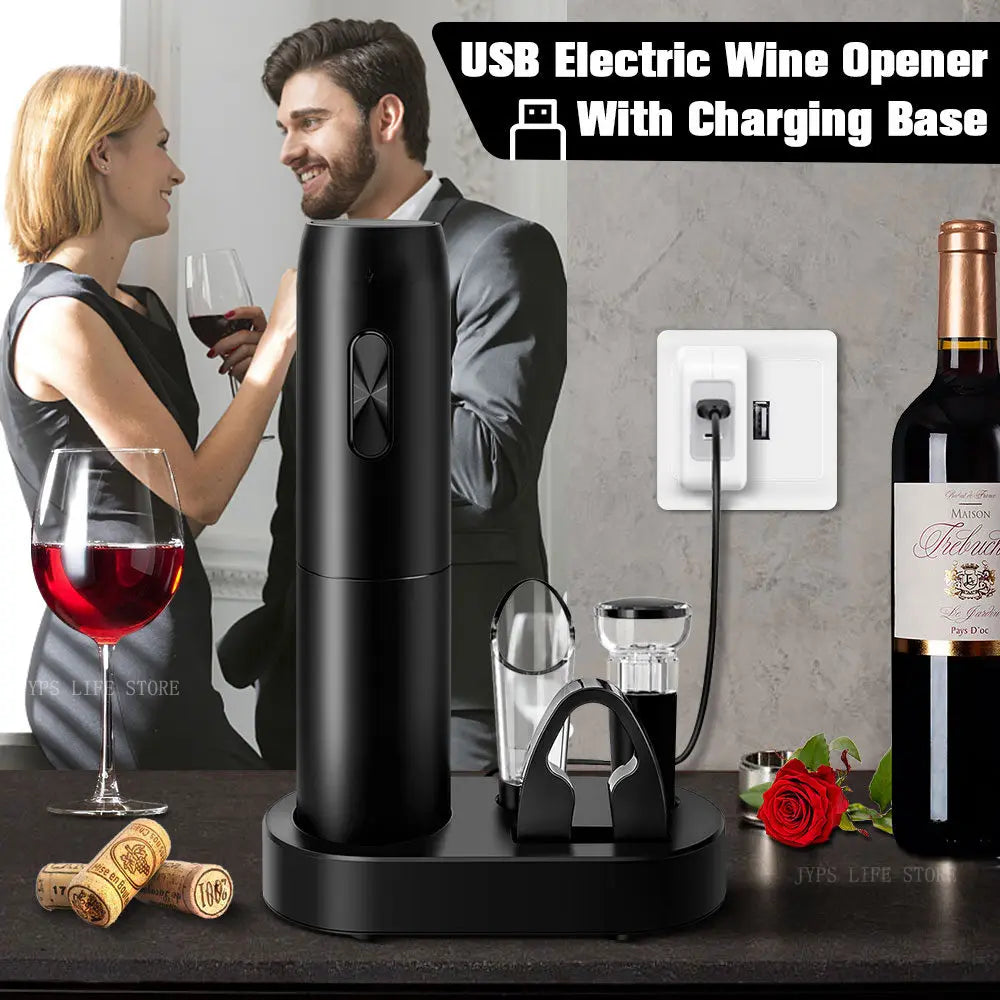 5 in1 Electric Wine Opener Set with Charging Base Automatic