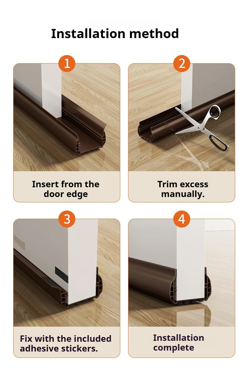 Pvc Door Seal Draft Stopper With 4 Layer Brush Reduce Noise Insect Proof