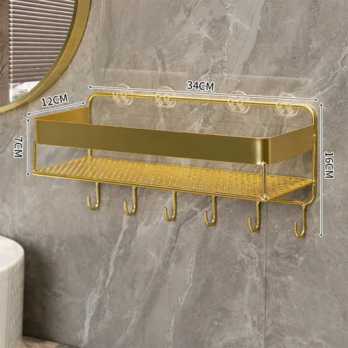 Gold storage rack bathroom storage rack wall mounted