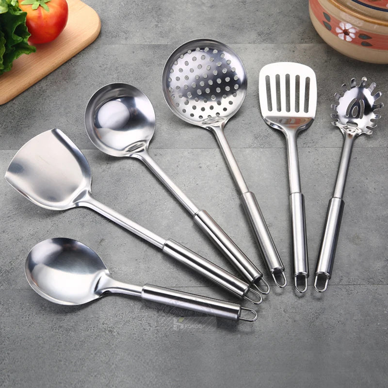 KONCO 6 Pieces Kictche Cooking Utensil Set Stainless Steel Cookware Set