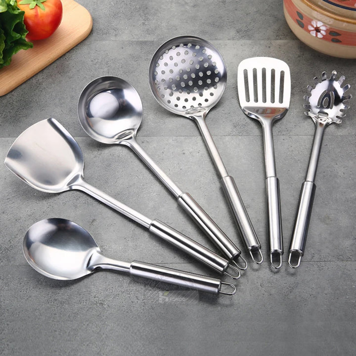 KONCO 6 Pieces Kictche Cooking Utensil Set Stainless Steel Cookware Set