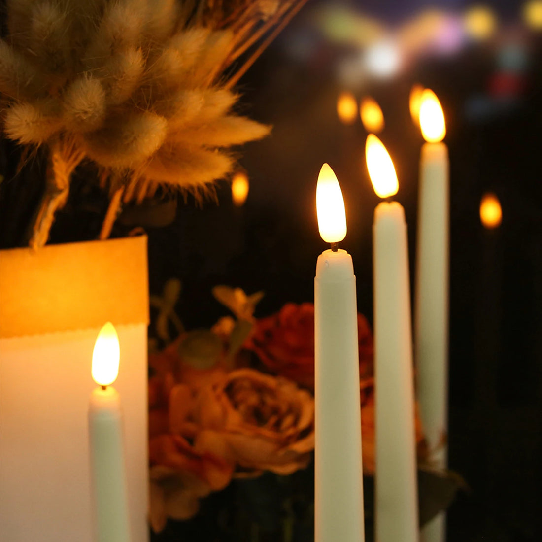 LED Flameless Taper Candles Flickering with 10-Key Remote