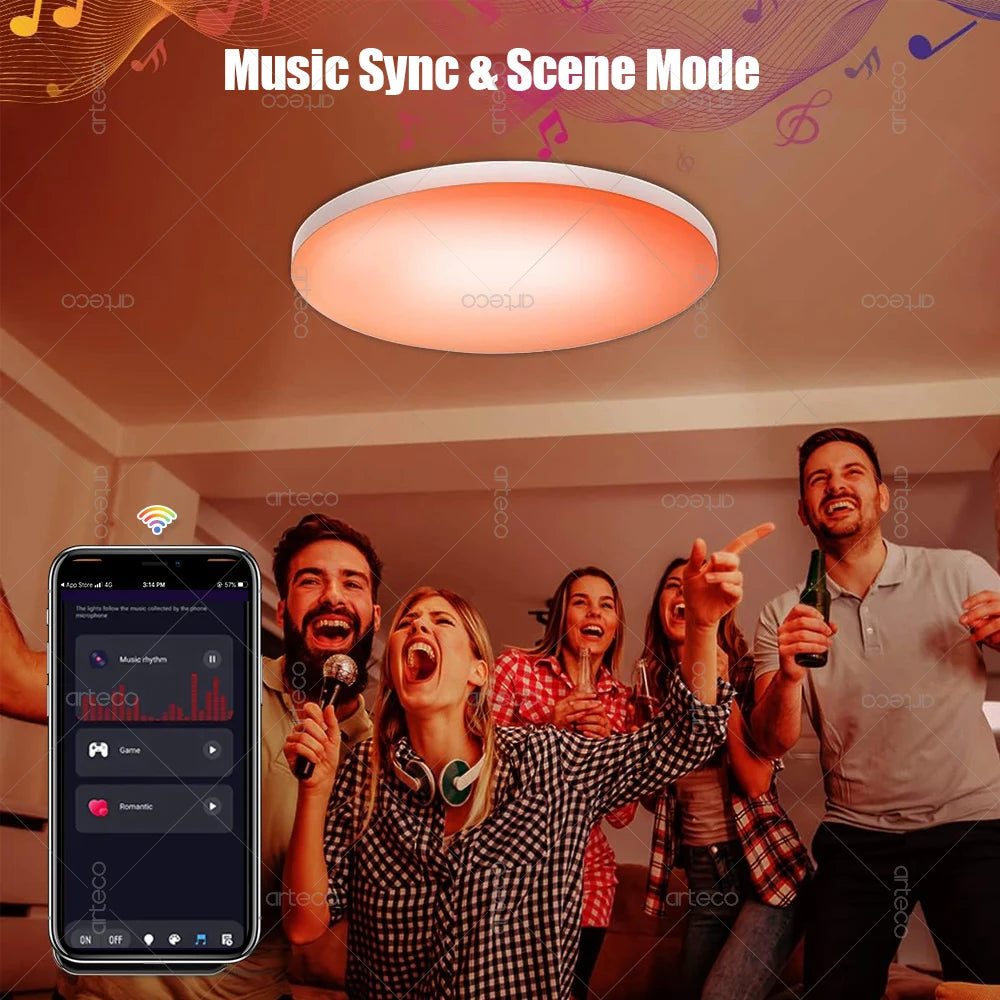 24W 40W Zigbee Smart Ceiling Led Lights RGB CW Tuya APP Control