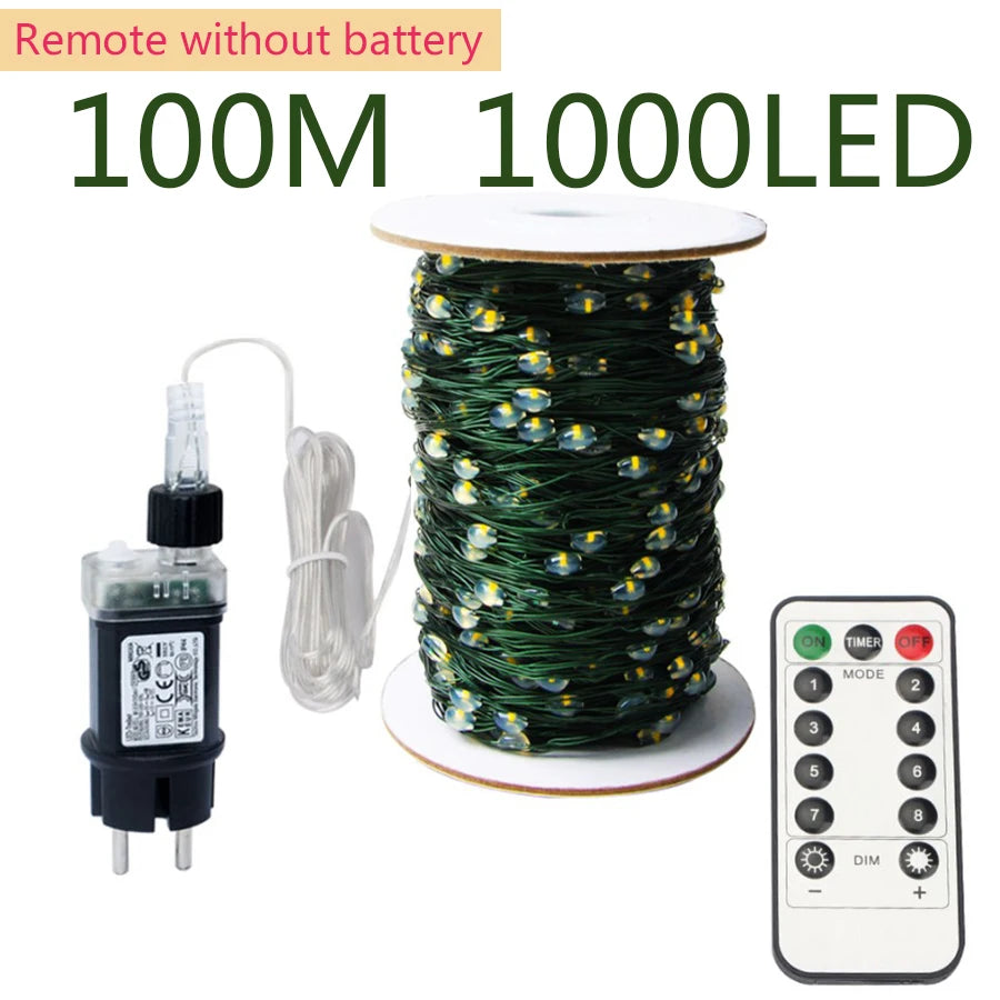 100M 200M LED String Lights Green Wire Fairy Lights