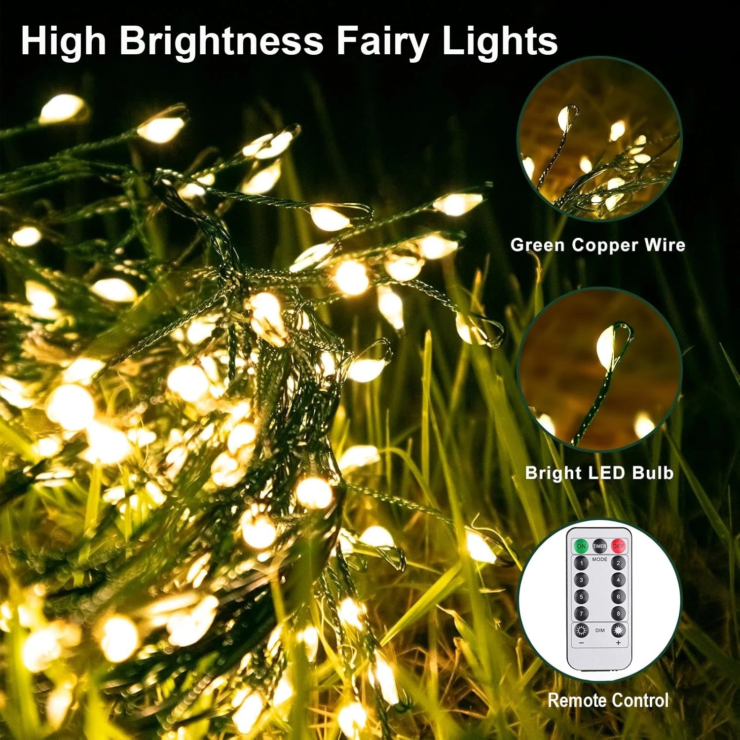 LED Firecracker String Lights 30-75M Garland Fairy Lights EU/US