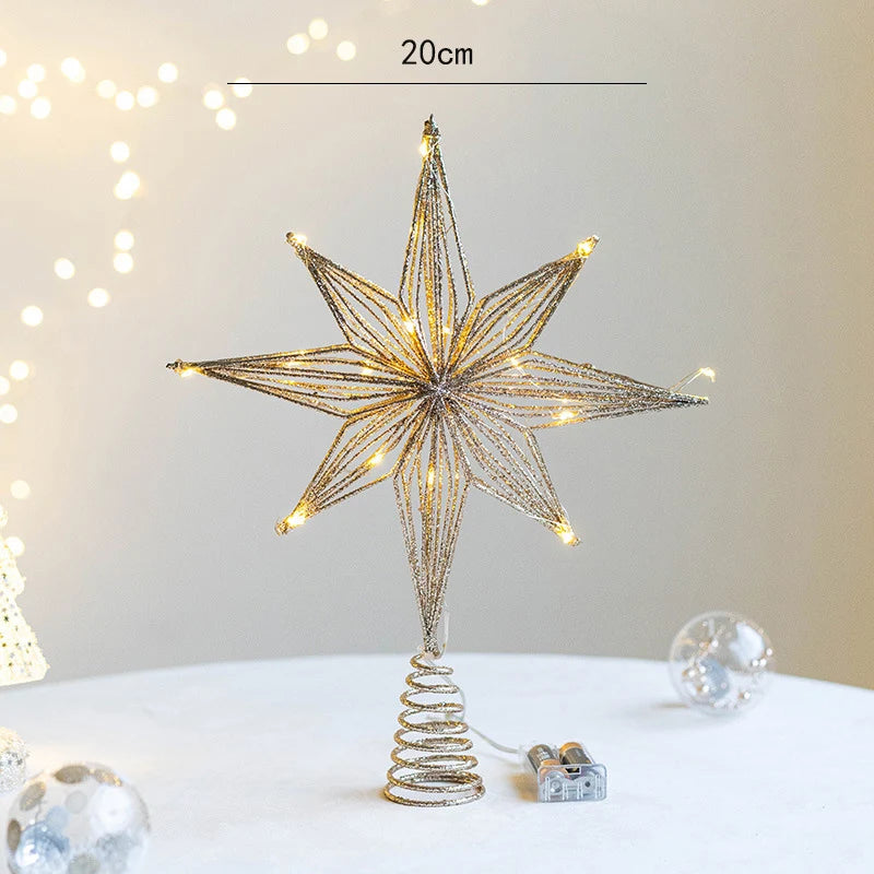30cm Led Star Christmas Tree Topper With String Lights Festive