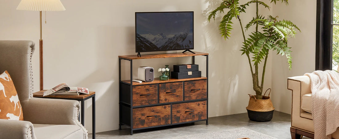 JHK Fireplace TV Stand Dresser For Bedroom
