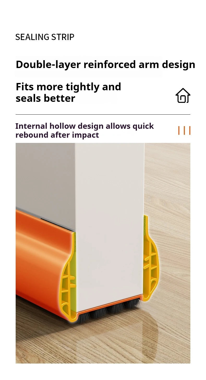 Pvc Door Seal Draft Stopper With 4 Layer Brush Reduce Noise Insect Proof
