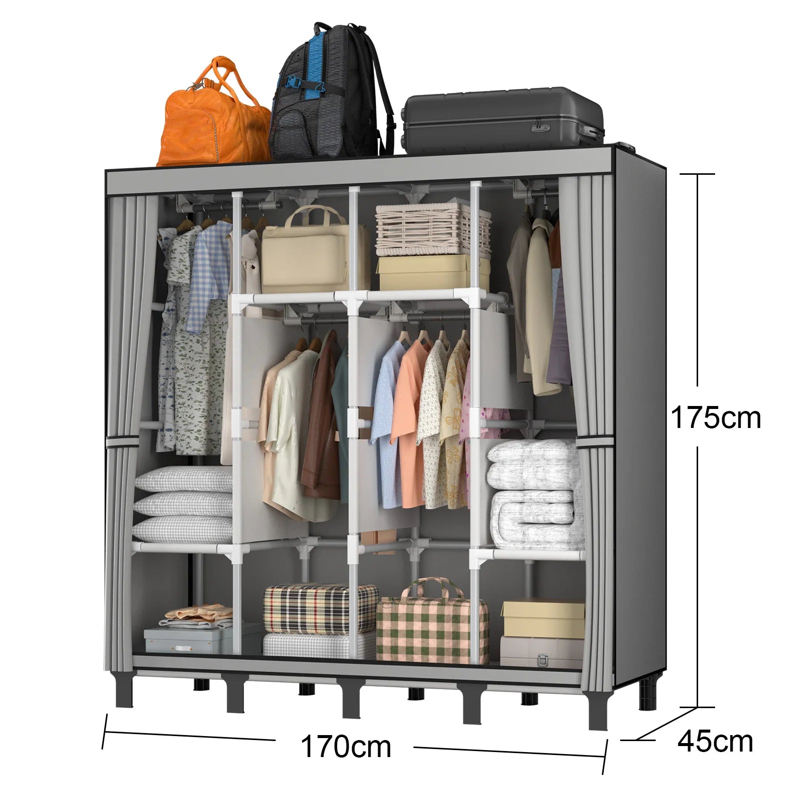 Loefme Canvas Wardrobe Clothes Closet Organizer Portable Storage
