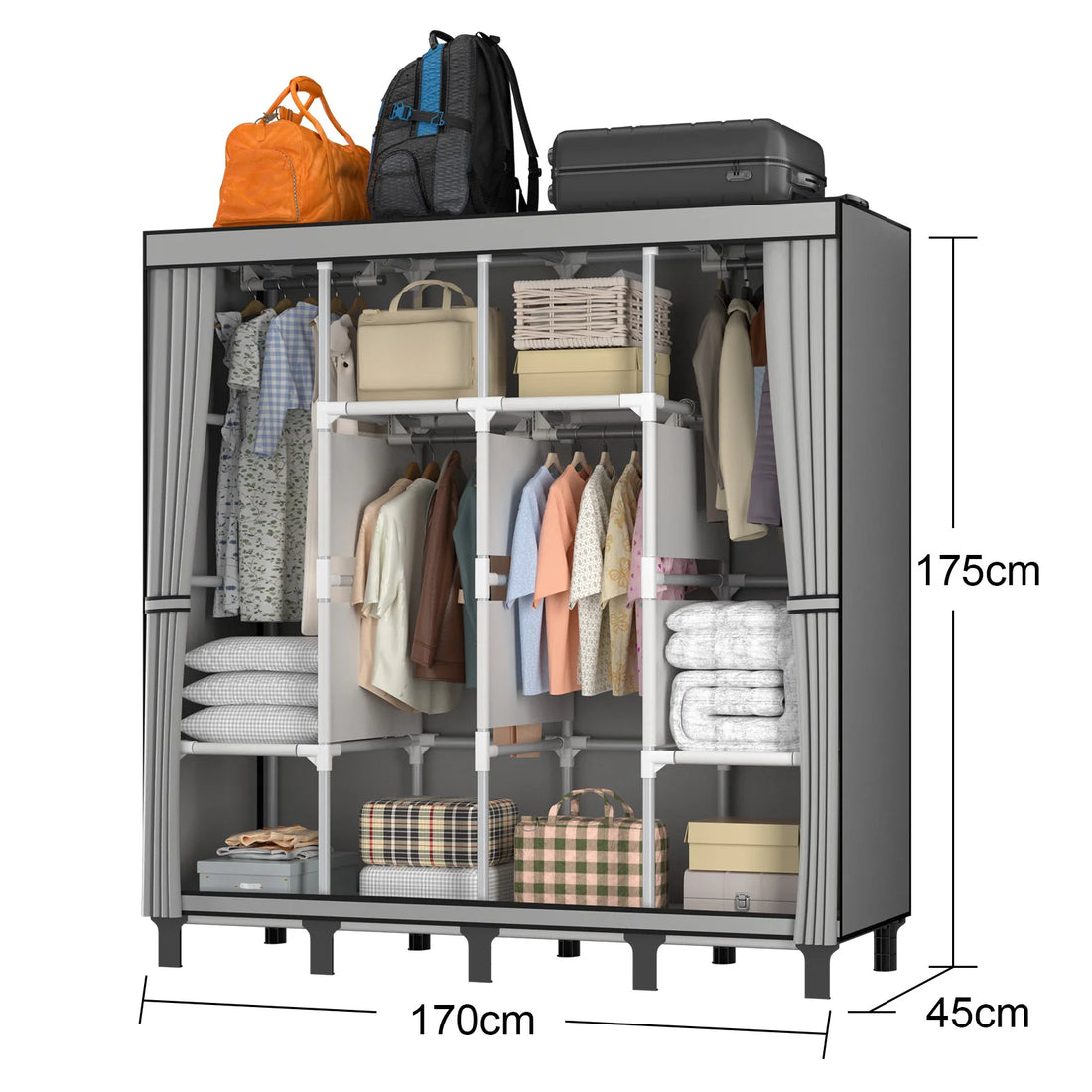 Loefme Canvas Wardrobe Clothes Closet Organizer Portable Storage