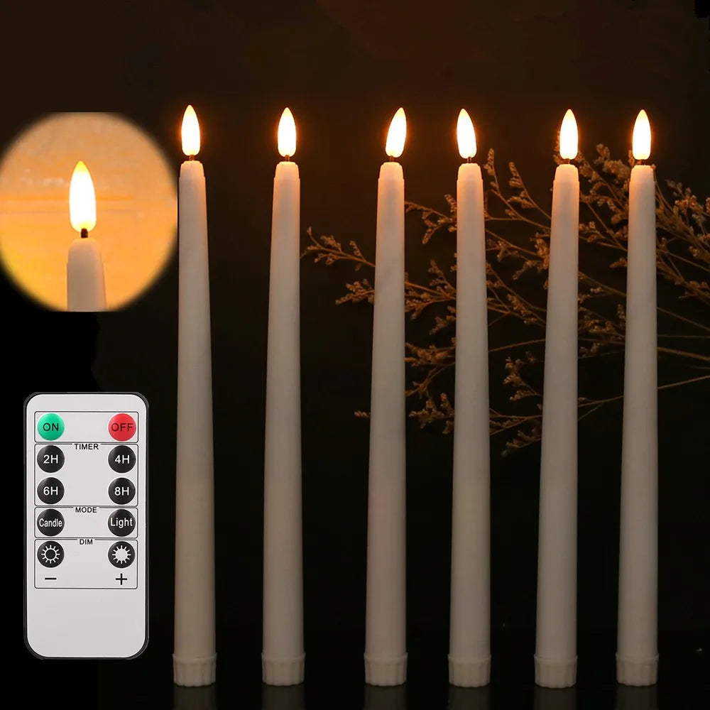 LED Flameless Taper Candles Flickering with 10-Key Remote