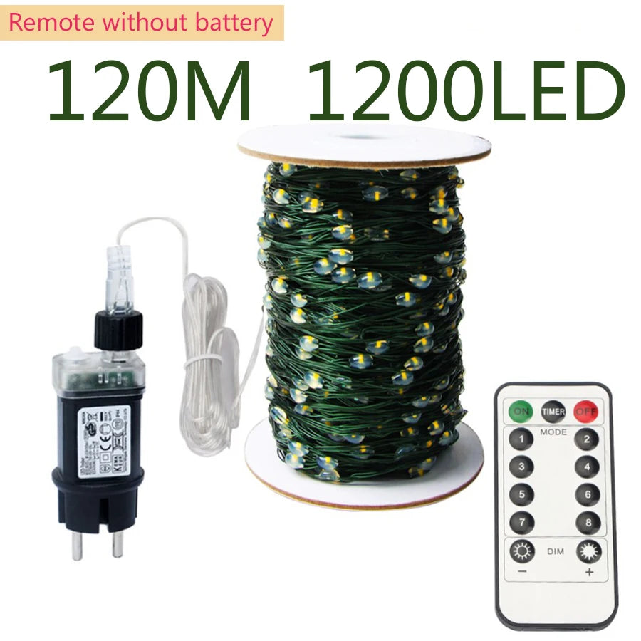 100M 200M LED String Lights Green Wire Fairy Lights
