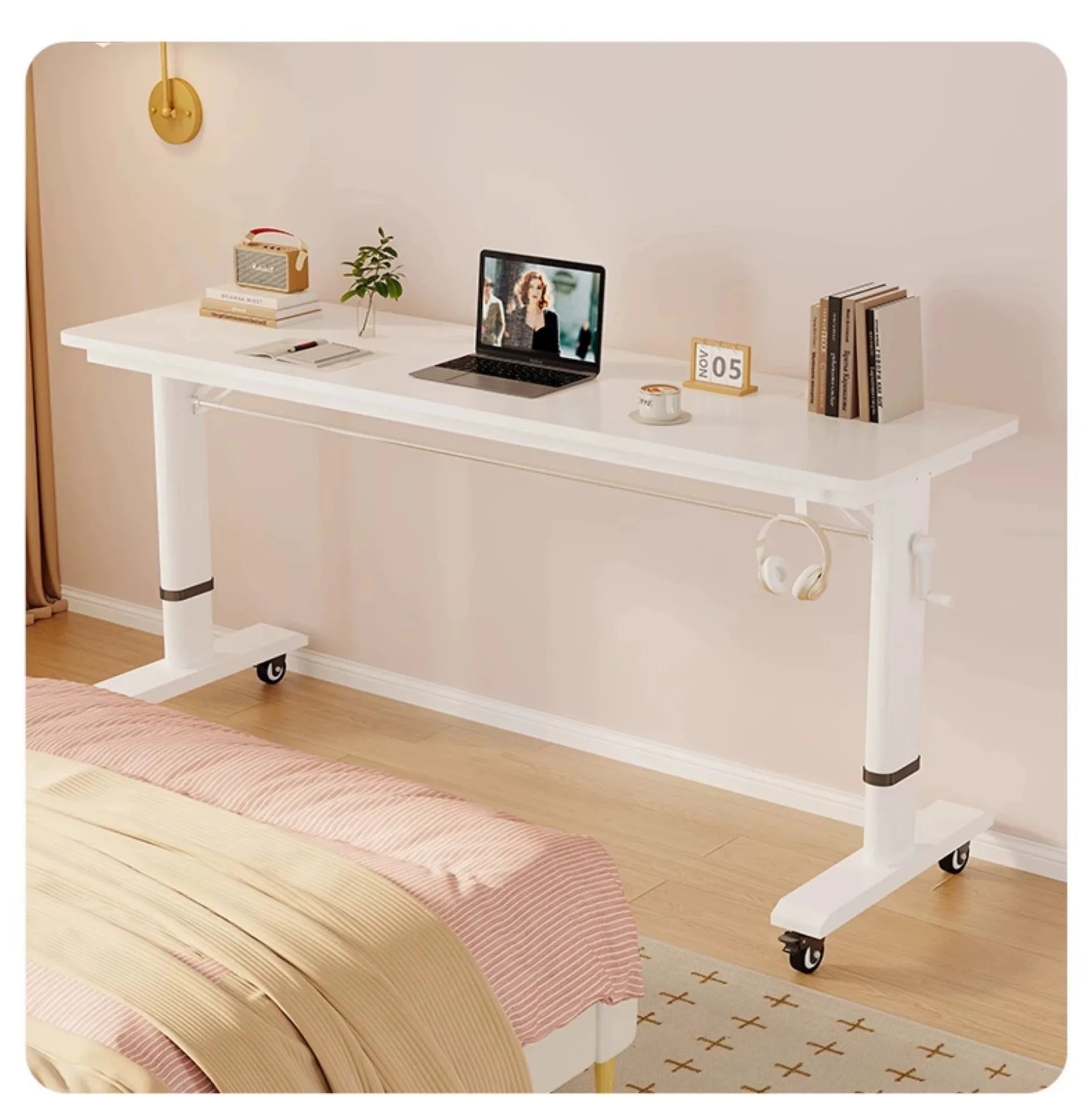 Adjustable Overbed Laptop Desk with Wheels