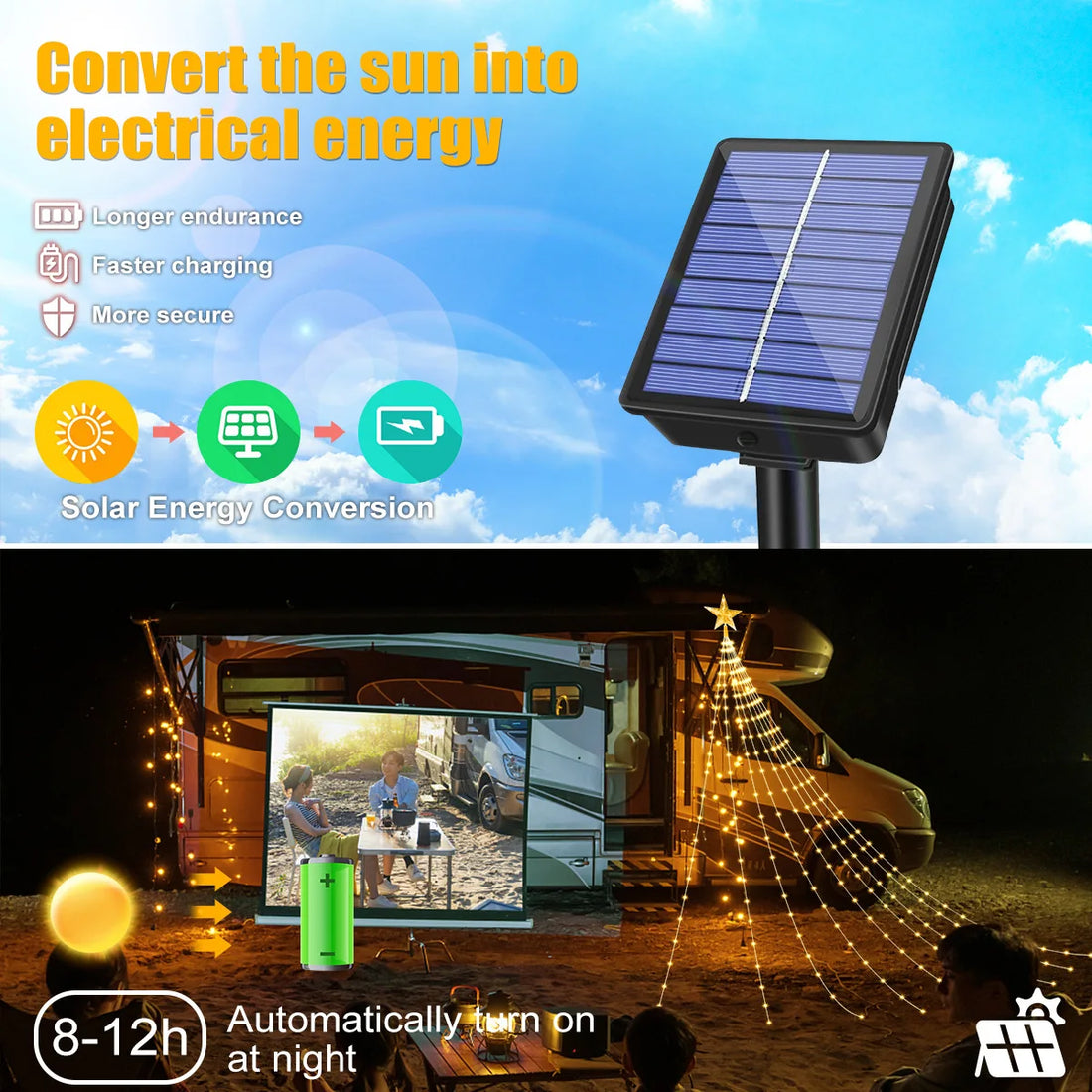 Christmas Decoration Solar String Lights 2/3M LED Star Fairy Lights Outdoor