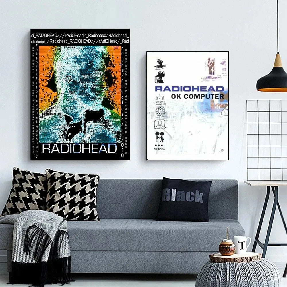 Scandinavian Classic Vintage Wall Art Rock Band Radiohead Music Canvas