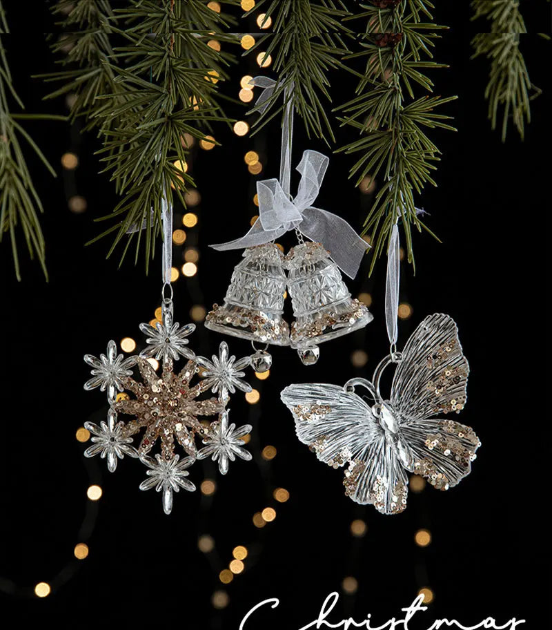Crystal Christmas Tree Ornaments Acrylic Clear Hanging Crystals for Christmas