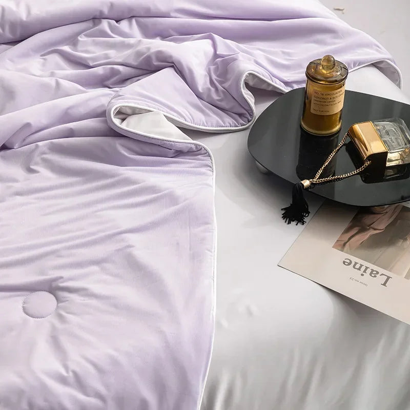 Air Condition Comforter for Summer Pure Color Ice Silk Cooling Blanket