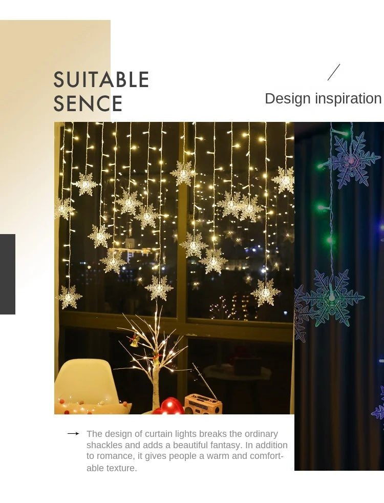 110V 220V Snowflakes  Curtain Garland