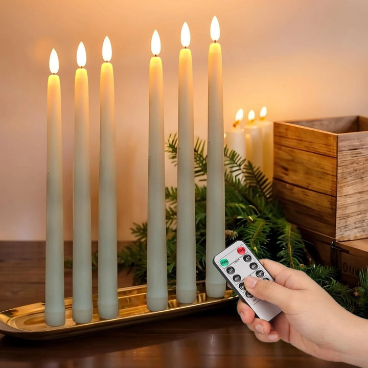 LED Flameless Taper Candles Flickering with 10-Key Remote