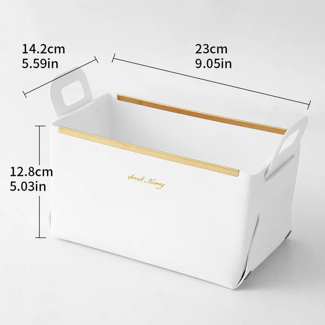 Desktop finishing PU leather storage box