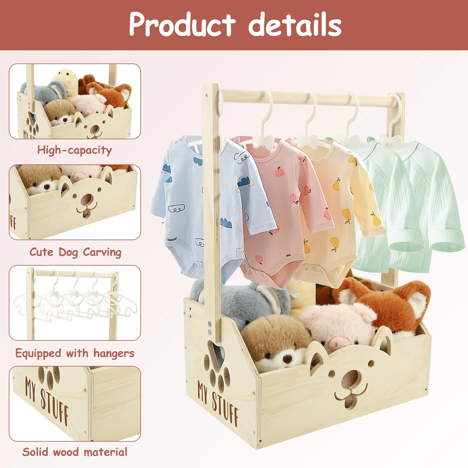 Wood Storage Crate Baby Shower Clothing Basket Toys
