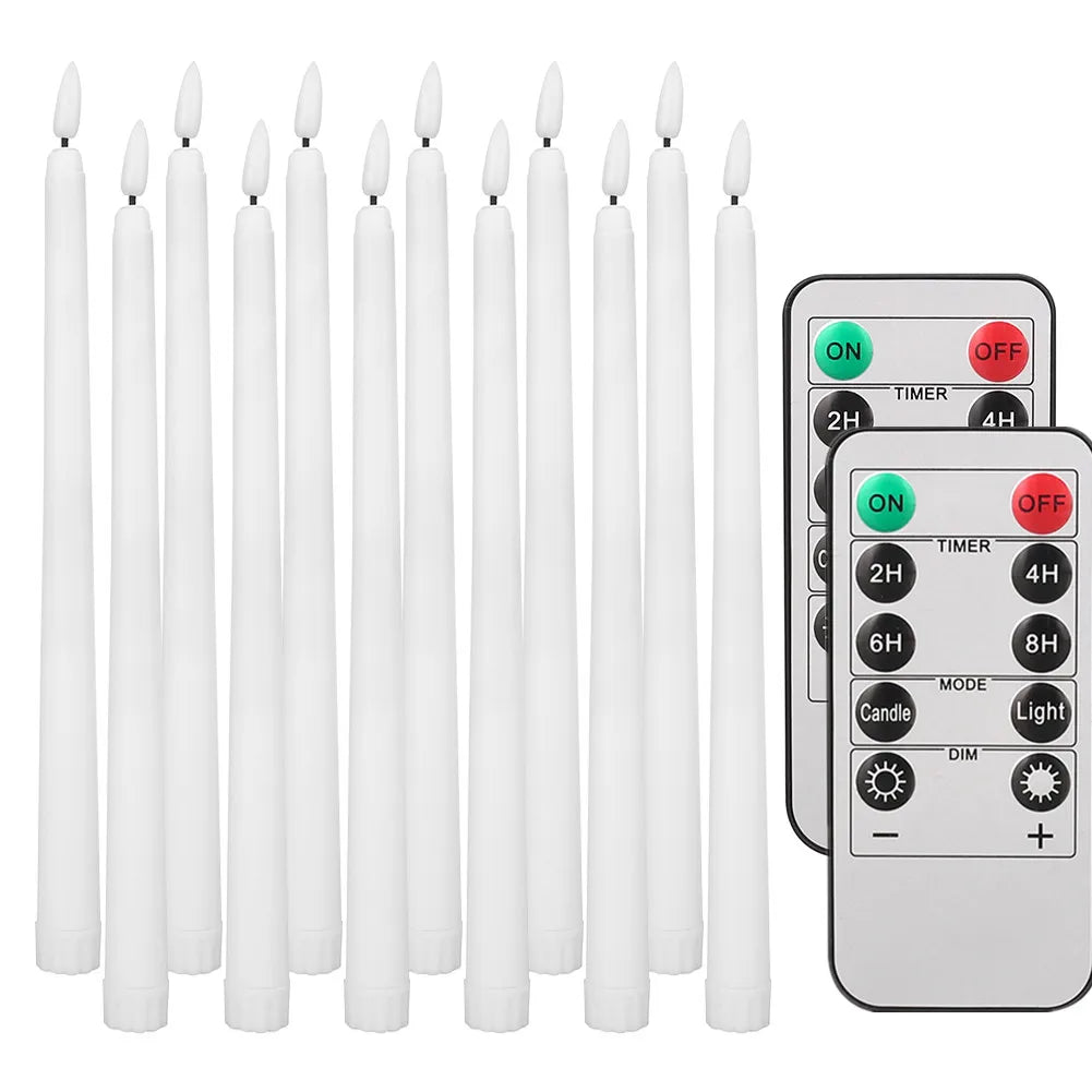 LED Flameless Taper Candles Flickering with 10-Key Remote