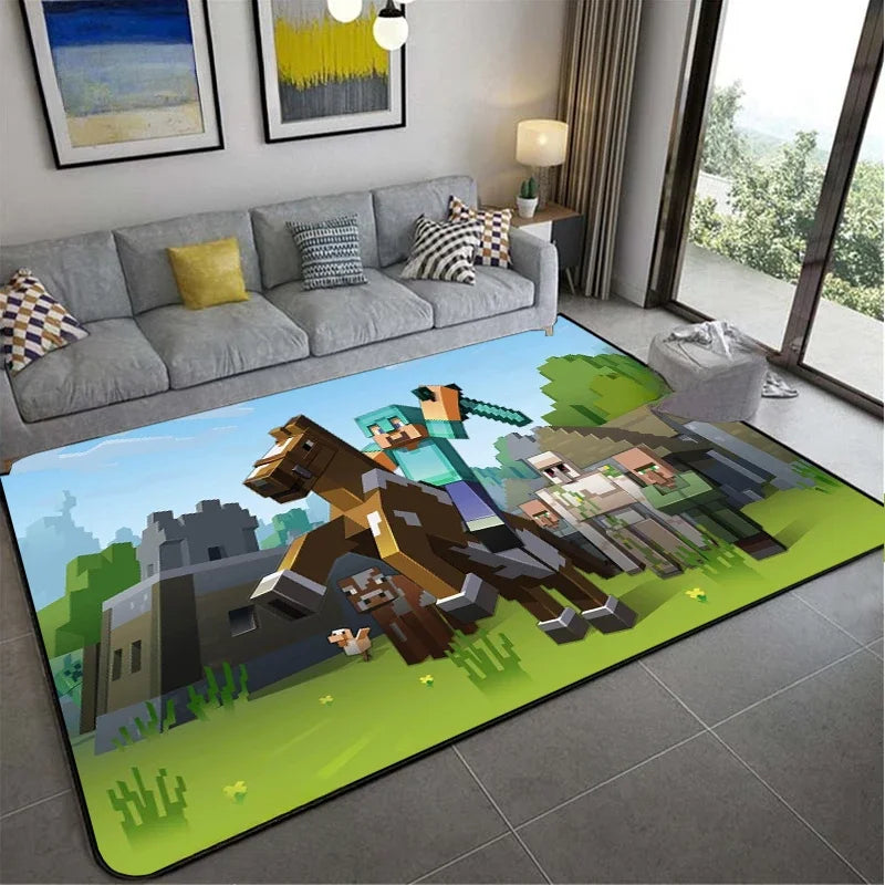 3D Game M-MINE Sandbox Carpet for Living Room Decor Bedroom