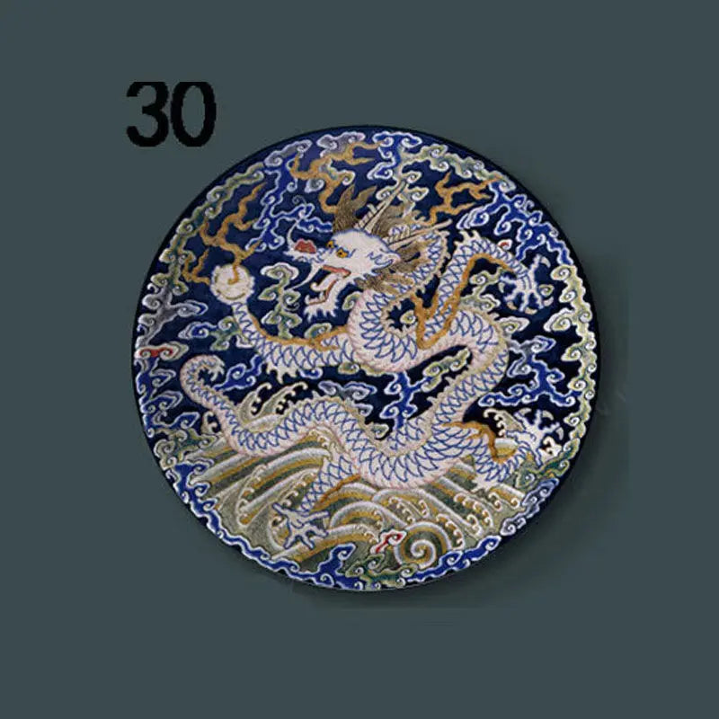 6-8inch Chinese Style Ceramic Plate with Dragon Phoenix