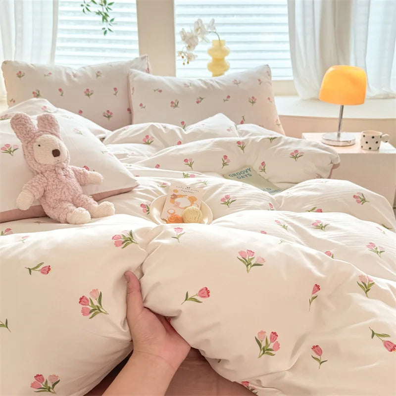 Cute Dog Printed Duvet Covet Set Brown Color Comforter Cover with Pillowcase