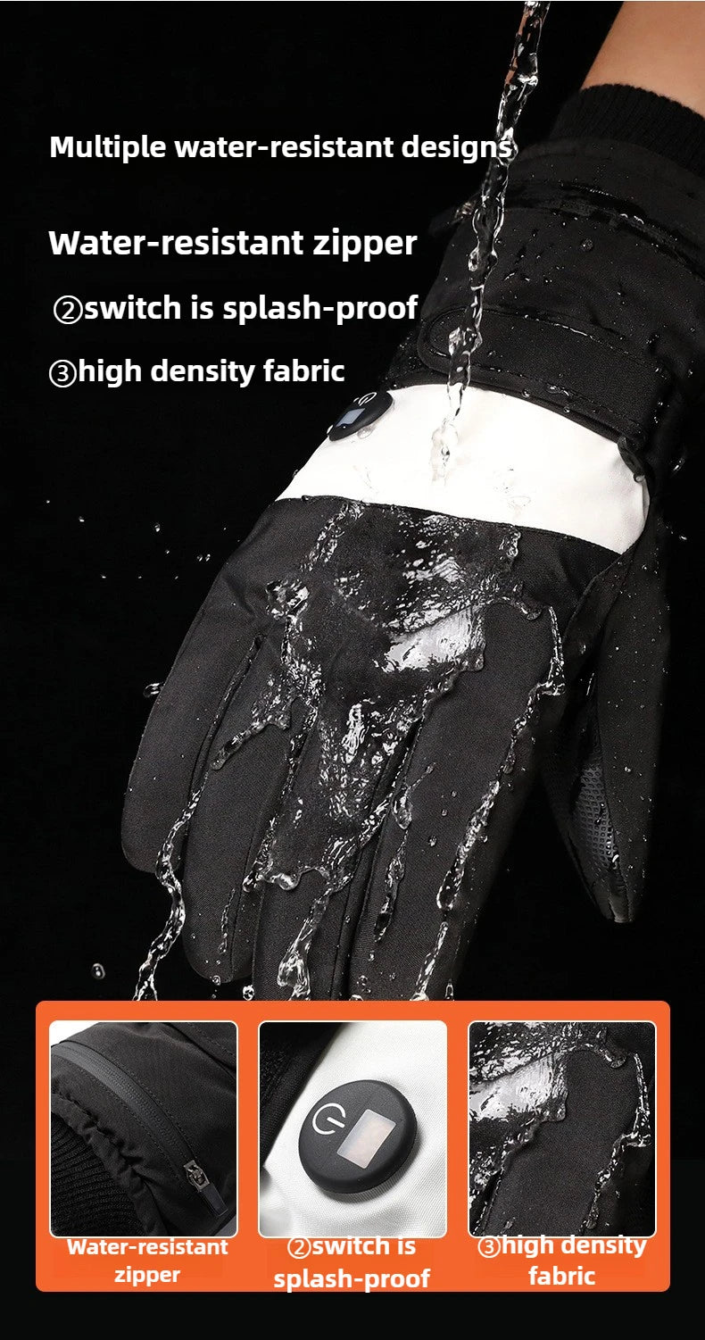 2025 Smart Heated Ski Gloves USB Recharge 3-Heat Carbon Fiber Waterproof