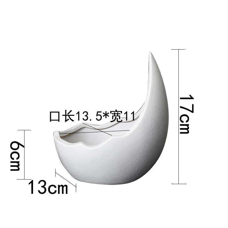 Rhinoceros Horn Shape Ceramic Flower Pot Green Plant Pot