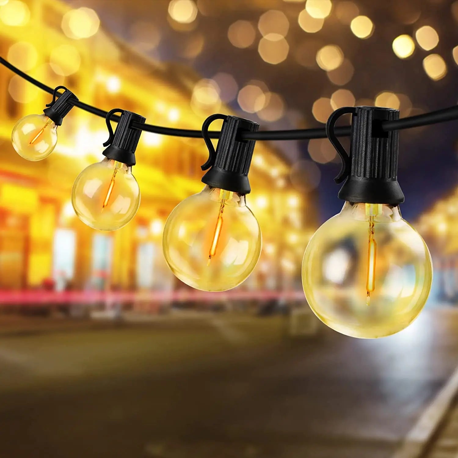Solar G40 Outdoor String Lights with Remote Controls LED