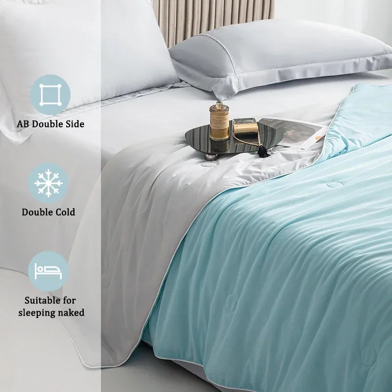 Air Condition Comforter for Summer Pure Color Ice Silk Cooling Blanket