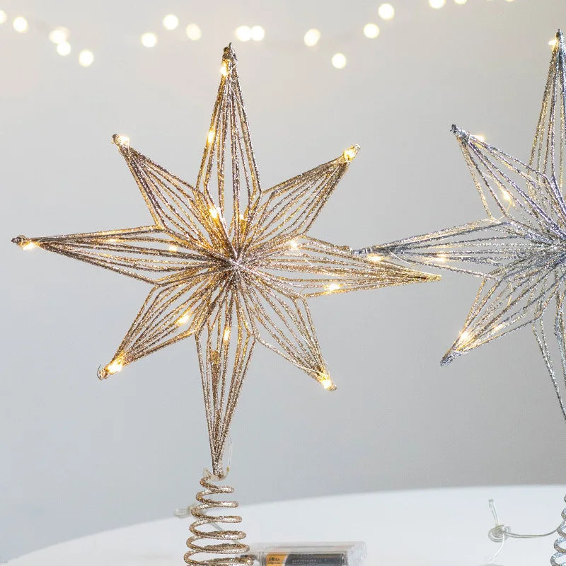 30cm Led Star Christmas Tree Topper With String Lights Festive
