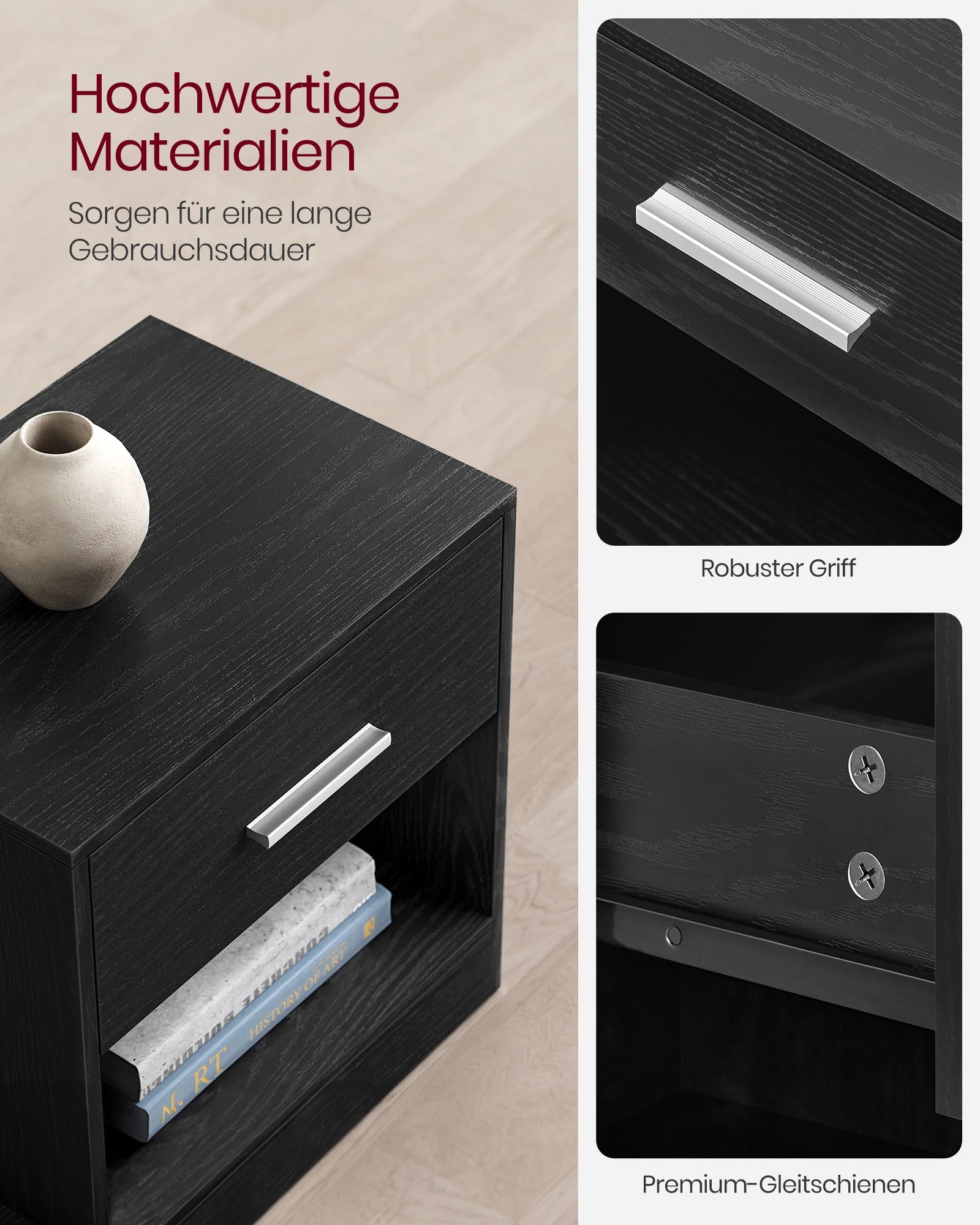 VASAGLE Bedside Table side table table Drawer Handle