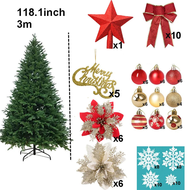 DIY Christmas Trees Set 2.1/2.4/3m Large Christmas Tree Decoration Home