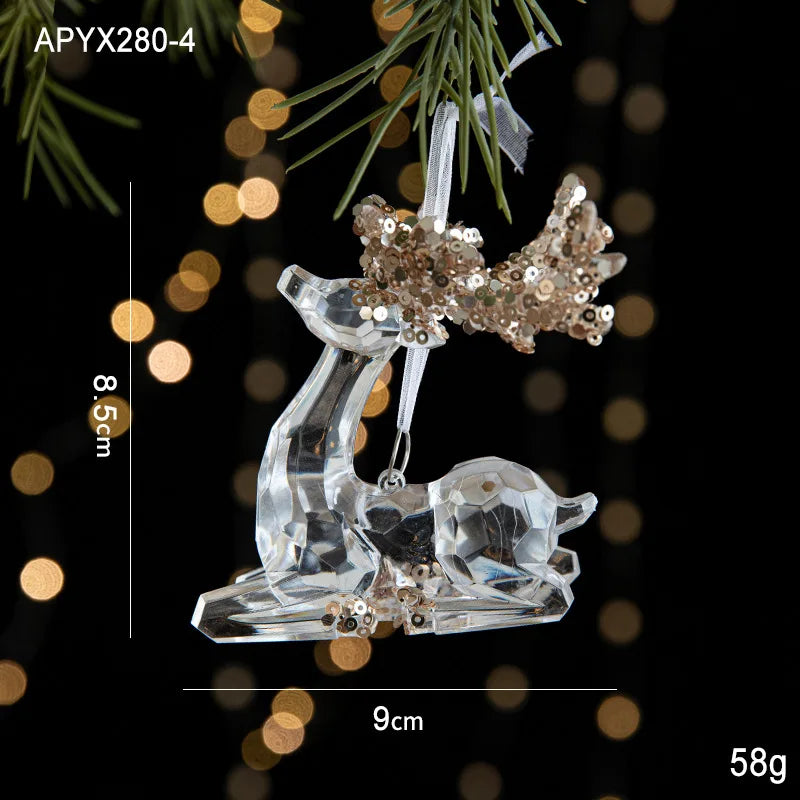 Crystal Christmas Tree Ornaments Acrylic Clear Hanging Crystals for Christmas
