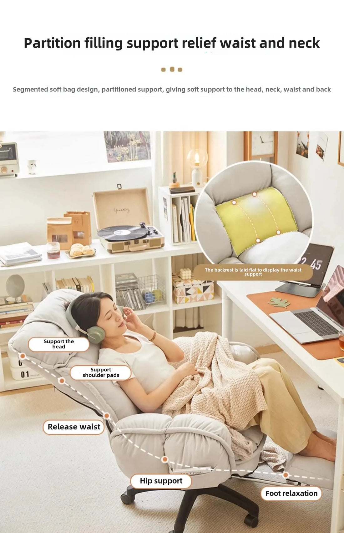 Footrest Wheels Office Chair Kids Velvet