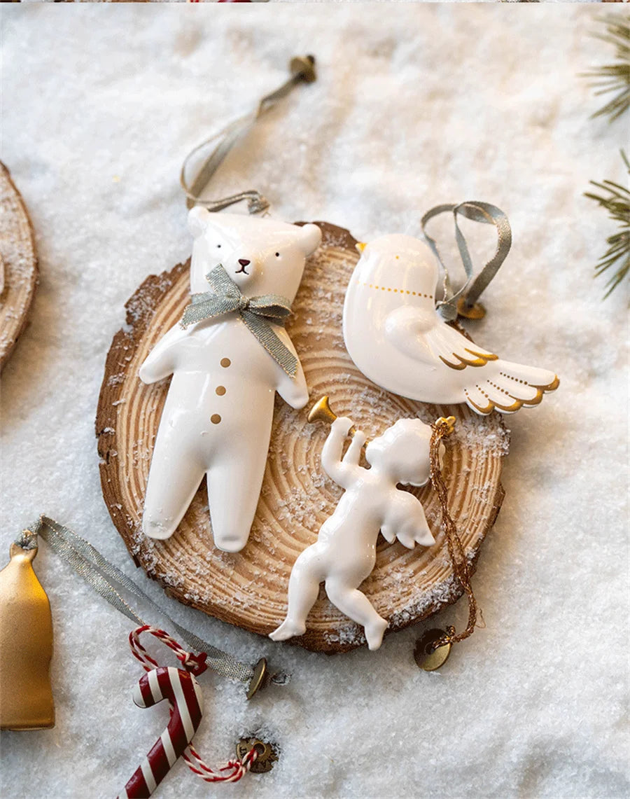 Metal Hand Painted Hanging Christmas Tree Decoration, Holiday Gift