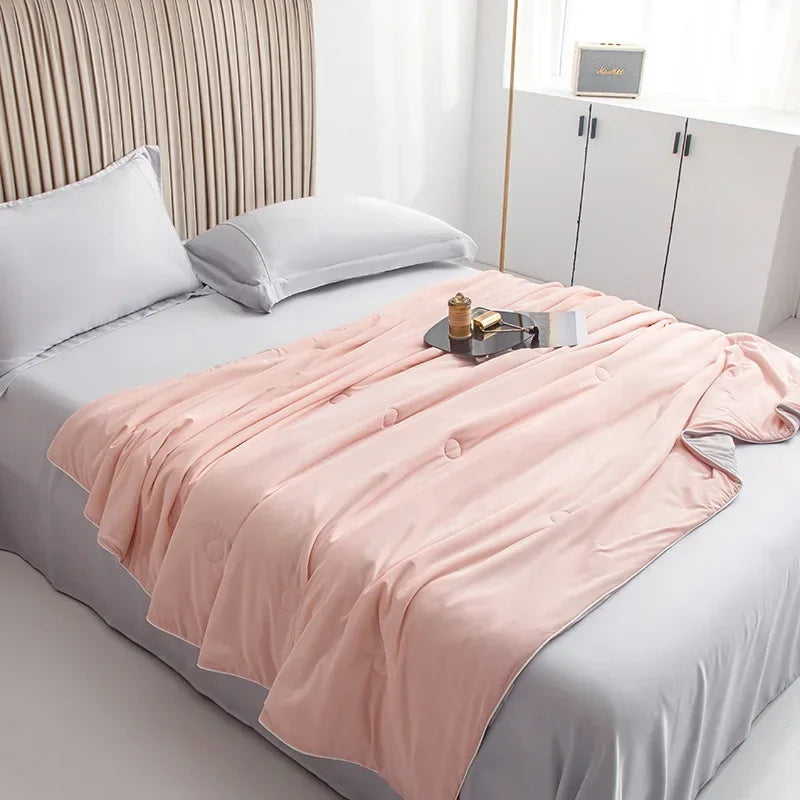Air Condition Comforter for Summer Pure Color Ice Silk Cooling Blanket