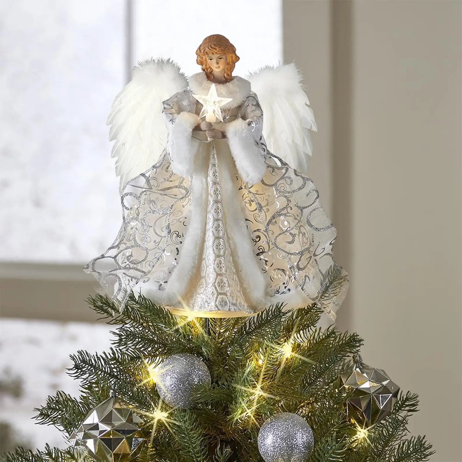 Christmas Tree Angel Topper String Light Ornament Home Decorations 2025