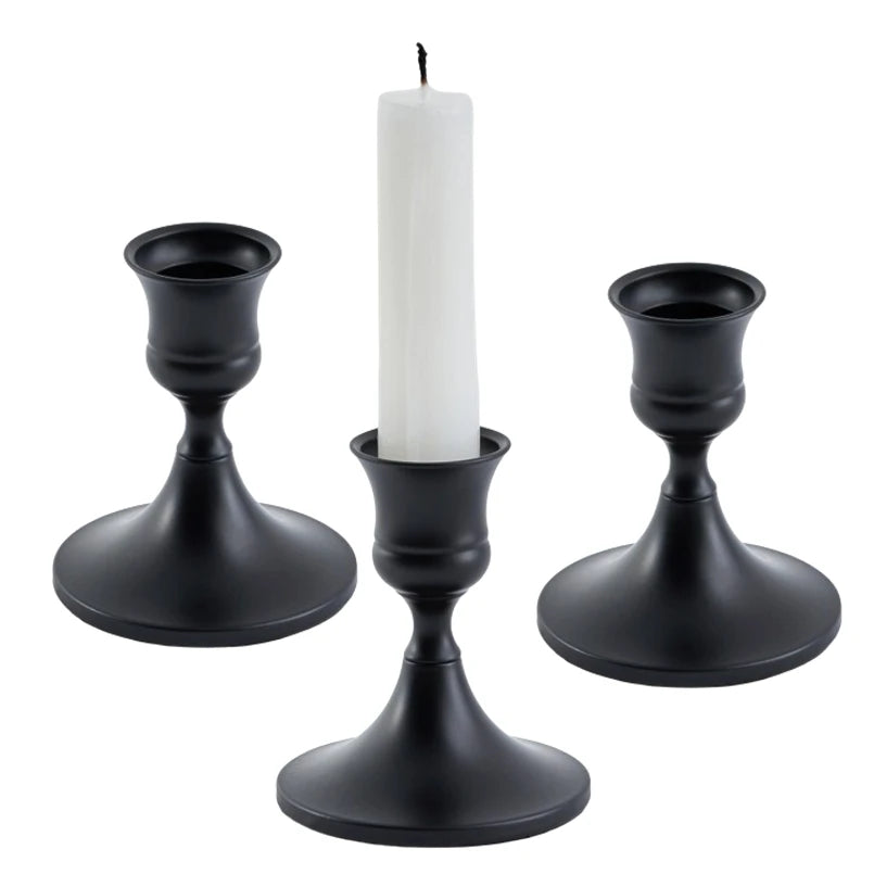 3pc Candlestick Holders Kit Brass Gold Candlestick Set