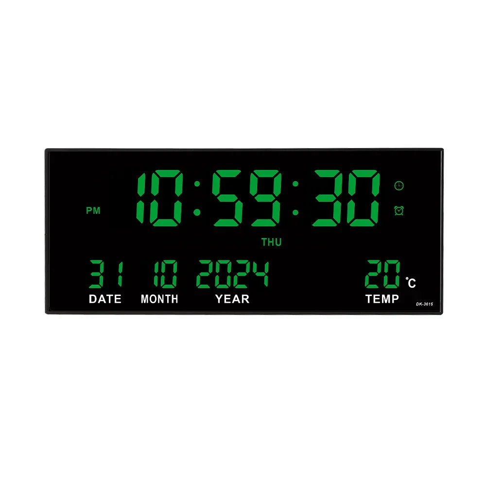 Digital Large Wall Clock Alarm Temperature Date Calendar Display