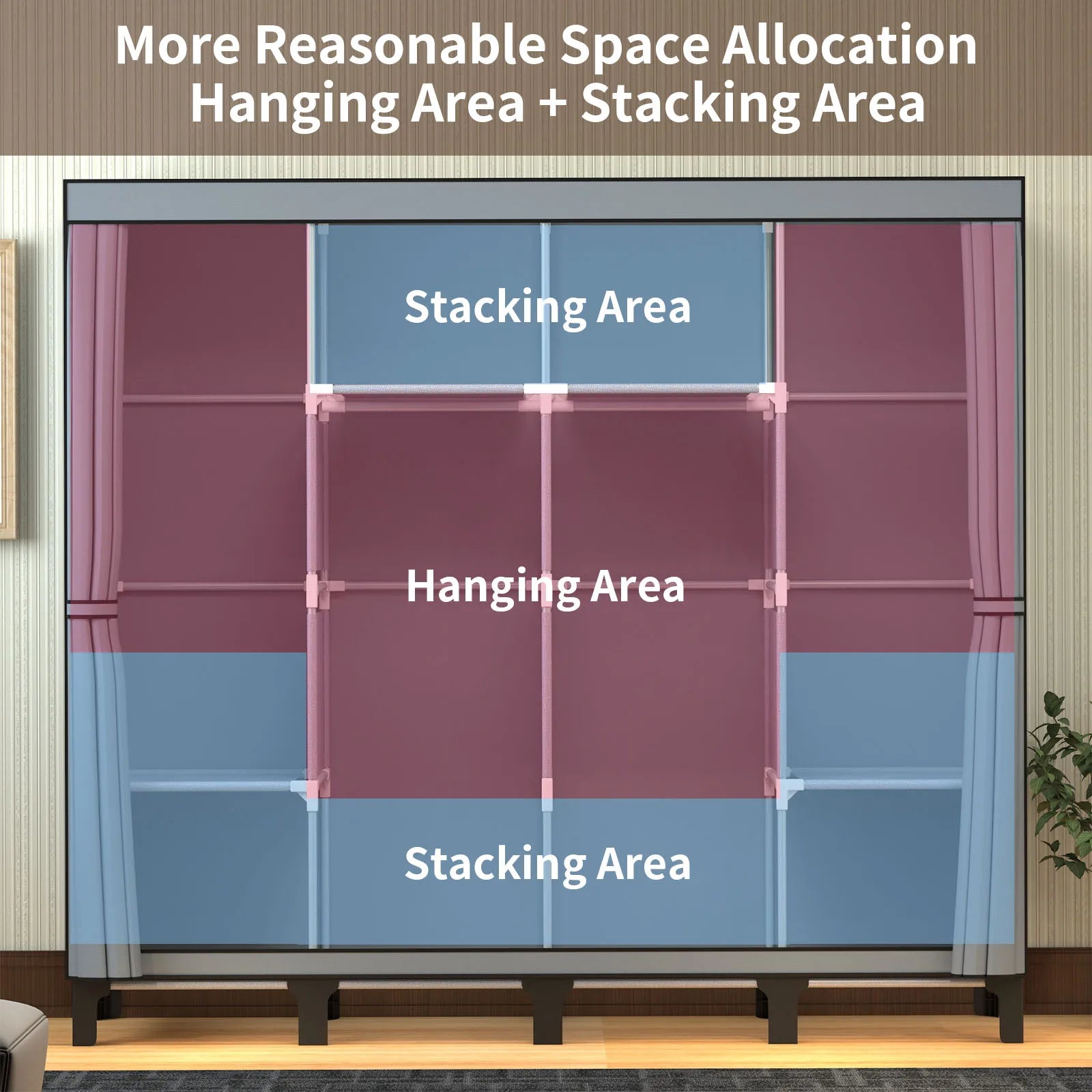 Loefme Canvas Wardrobe Clothes Closet Organizer Portable Storage