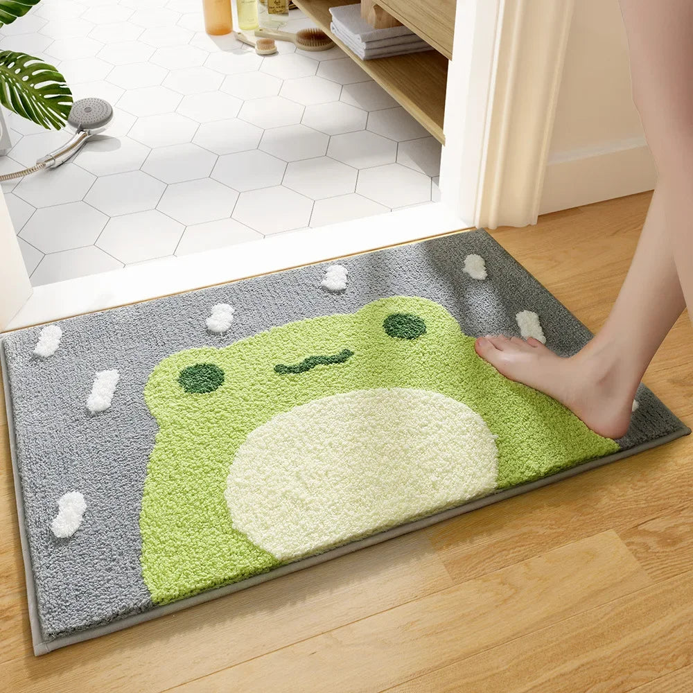 Frog and Bear Flocking Bath Mat Home Decoration Door Mat