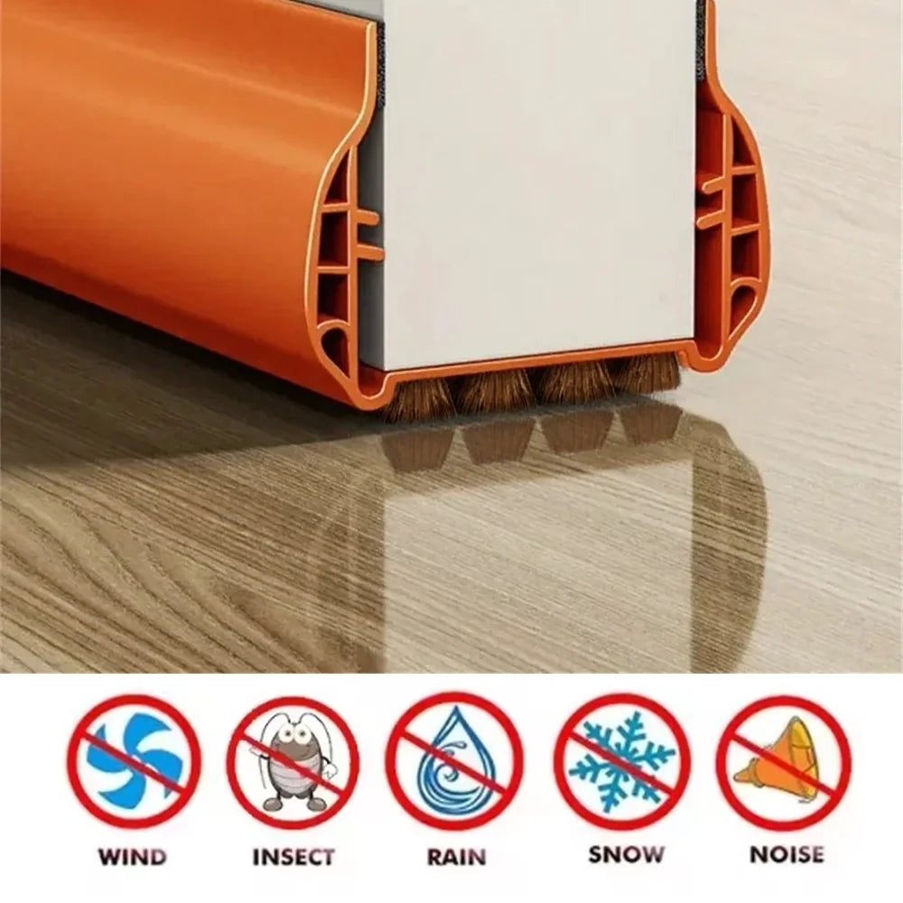 Pvc Door Seal Draft Stopper With 4 Layer Brush Reduce Noise Insect Proof